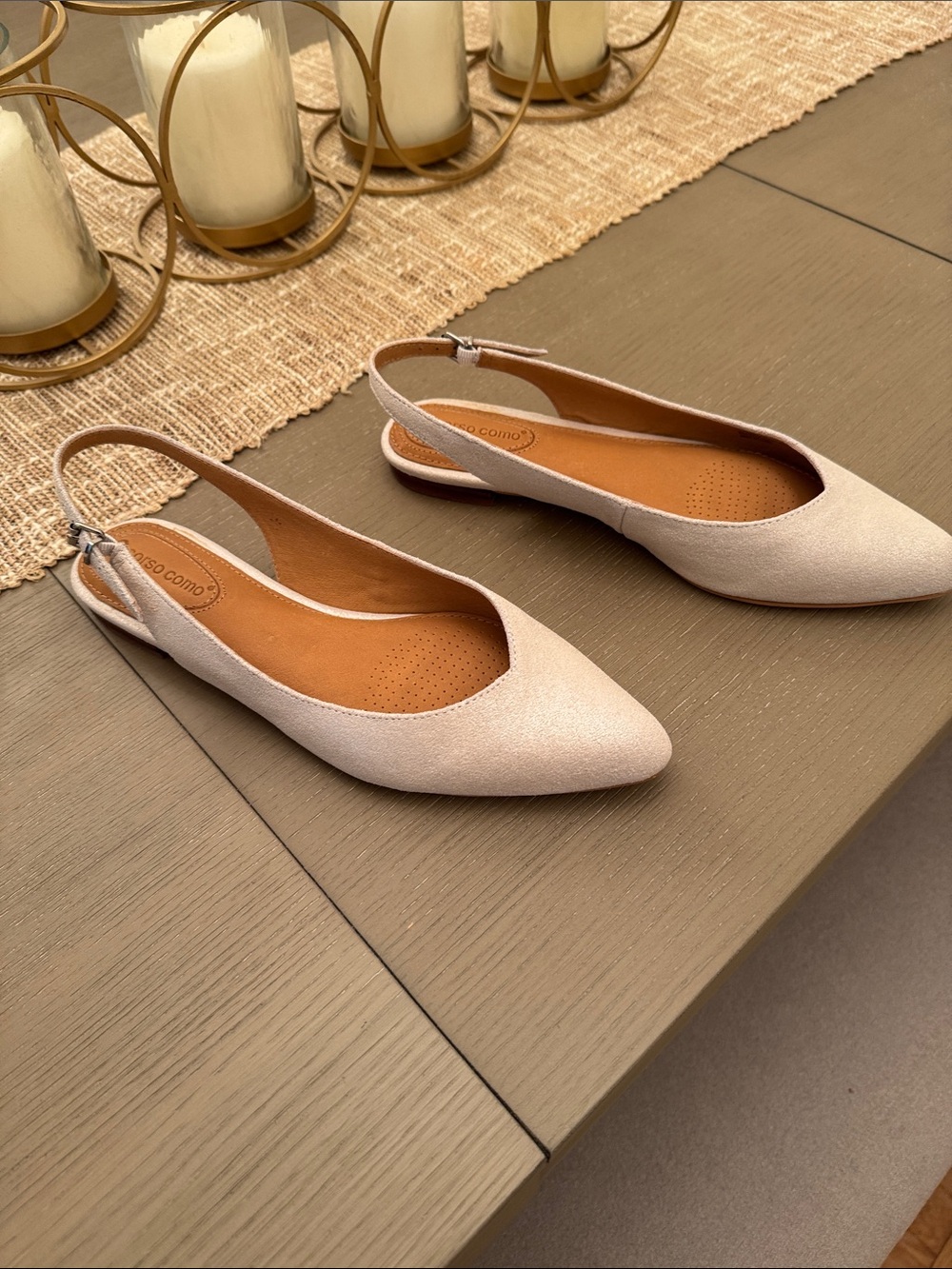 Corso como Pointed Slingback Flats in Light Beige